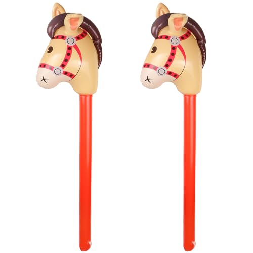 EVERMARKET 37 Zoll Aufblasbare Pferd Stick Luftballons Pony Stick für Weihnachten Pferd Thema Geburtstag Party Dekoration Party Favor Requisiten Aufblasbare Pferd Kostüm Sticks (2 Braun) von EVERMARKET