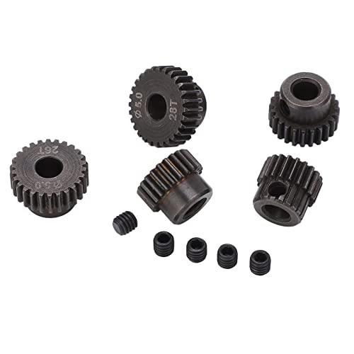 EVGATSAUTO 5 Mm 48P Ritzel, 5 Mm Ritzel 48P, 5 Stück 48DP Motorgetriebe 5 Mm Wellenloch 20T 22T 24T 26T 28T Zahnrad Ritzel für 1/10 RC Truck von EVGATSAUTO