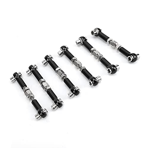 Headerbs Rc-Spurstange, 40 Bis 50 Mm Rc-Auto-Lenkverbindungen, 6-teiliges Verstellbares Servo-Verbindungs-Spurstangen-Set für RC-Car 1/10 Tourenwagen 47 Mm Zubehör (Black) von EVGATSAUTO