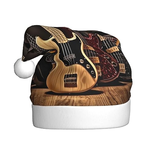 EVIUS Gitarre Bass Musik Musikinstrumente Weihnachtsmütze Niedliche Rentier Weihnachtsmütze Santa Cap Erwachsene Weihnachtsmütze für Weihnachten Kopfschmuck Dressing von EVIUS