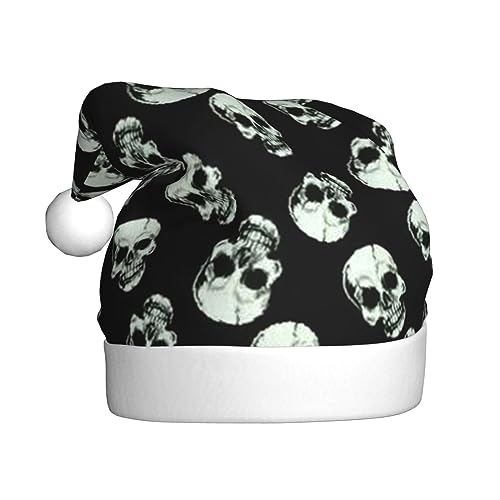 EVIUS Schwarzer Totenkopf-Weihnachtsmütze, niedliches Rentier, Weihnachtsmütze, Weihnachtsmannmütze, Erwachsene, Weihnachtsmütze für Weihnachten, Kopfschmuck, Anziehen von EVIUS