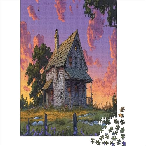 Berghütte 1000 Stück Puzzles Für Erwachsene Teenager Stress Abbauen Familien-Puzzlespiel Mit Poster in 1000-teiliges Puzzle Kinder Lernspiel Spielzeug Geschenk Puzzel 1000pcs (75x50cm) von EVMILA