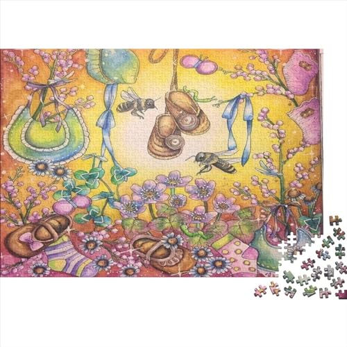 Bienen Impossible Puzzle, Geschicklichkeitsspiel Für Die Ganze Familie, Farbenfrohes Legespiel, Blumen Erwachsenenpuzle 300pcs (40x28cm) von EVMILA