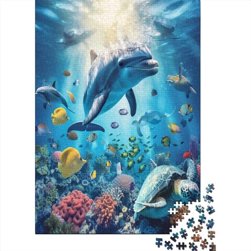 Delphin Puzzle 1000 Teile Puzzles Für Erwachsene Klassische Puzzles 1000 Teile Erwachsene Puzzlespiel Erwachsene 1000 Teile Erwachsenen Puzzlespiel Puzzel 1000pcs (75x50cm) von EVMILA