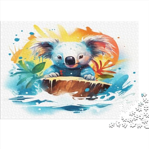 Drifting Koala Erwachsenenpuzzle, Geschicklichkeitsspiel Colourful Cartoon Animals Spielepuzzles Für Die Ganze Familie, Ideal Als Wandbild Puzzles 1000pcs (75x50cm) von EVMILA