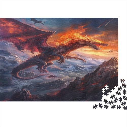 Flamme Pterosaurierier.kgm Puzzle 1000 Teile,Puzzle Für Erwachsene, Impossible Puzzle,Puzzle Farbenfrohes Legespiel,GesKükenlichkeitsspiel Für Die Ganze Familie Puzzel 1000pcs (75x50cm) von EVMILA