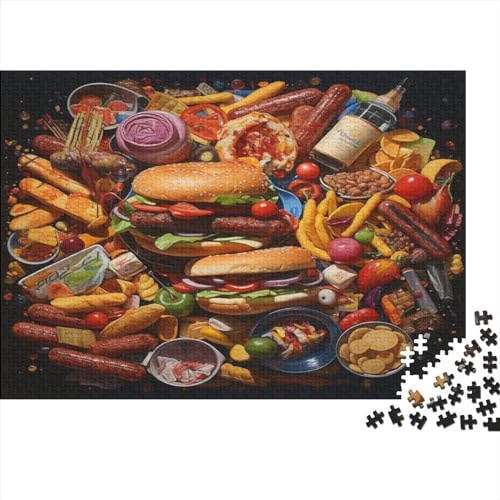 Hamburger Impossible Puzzle, Geschicklichkeitsspiel Für Die Ganze Familie, Farbenfrohes Legespiel, Foods Erwachsenenpuzle 1000pcs (75x50cm) von EVMILA