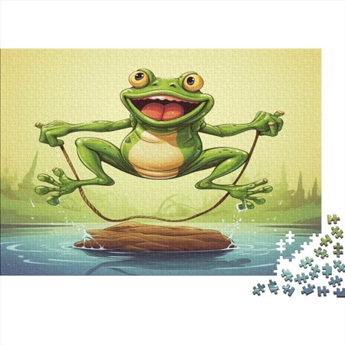 Jumping Frog Puzzle Gaming Quadrat Cartoon Tiers Puzzles Für Erwachsene Jugendliche, Holzpuzzle Home Decoration Puzzles Spiel 1000pcs (75x50cm) von EVMILA