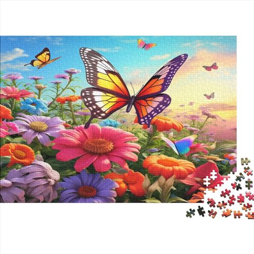 Schmetterlingsblume Puzzlespiel Mit Gehirntraining Für Erwachsene Und Jugendliche Gamer - Tierkunst Holzpuzzle Spielepuzzles 500pcs (52x38cm) von EVMILA