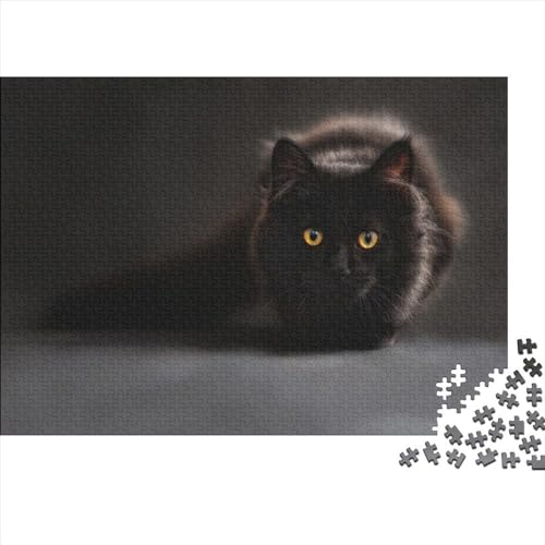 Schwarze Katze Holzpuzzle - Puzzles Spiel Für Erwachsene Und Jugendliche, Gamer Geschenk, Brain Challenge Spielen Tierkunst Spielepuzzles 1000pcs (75x50cm) von EVMILA