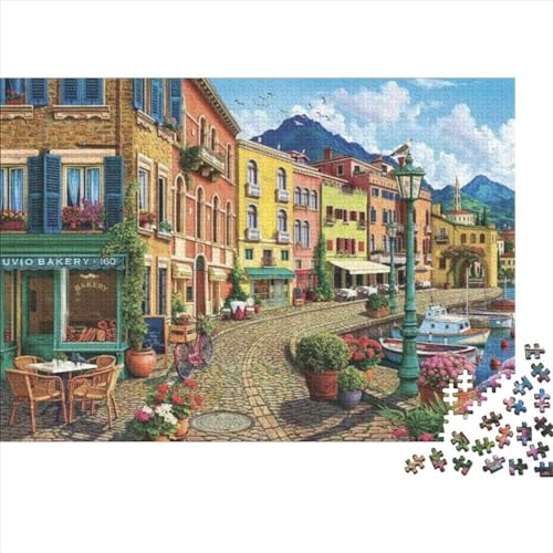 Stadtstraße Puzzle Für Erwachsene Und Jugendliche Puzzlespiel, Brain Challenge Spielen Stadt am Meer Puzzles Spiel 1000pcs (75x50cm) von EVMILA