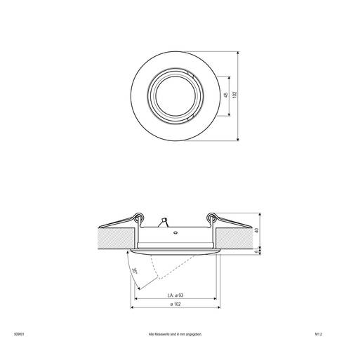 EVN 509001 509001 Einbauring Halogen GX5.3 50W Weiß von EVN