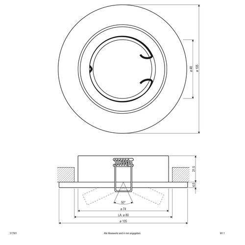 EVN 517001 517001 Einbauring Halogen ohne 50W Weiß von EVN