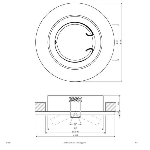 EVN 517422 517422 Einbauring Halogen ohne 50W Messing von EVN