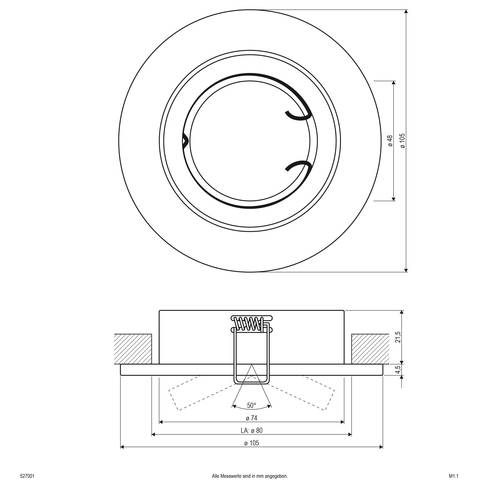 EVN 527001 527001 Einbauring GU10 50W Weiß von EVN