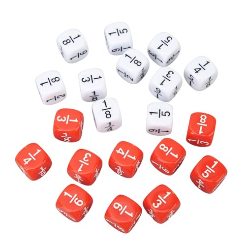 20pcs Fractional Number Dice Intelligence Development Fraction Dice für Brettspiele Math Games 10 Red 10 White von EVTSCAN