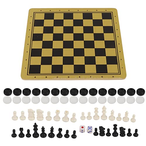 3-in-1-Schachbrett-Set aus Holz, Reisespiele, internationales Schach, Dame-Spielzeug, Spielbrett-Spielzeug von EVTSCAN