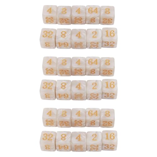 30pcs Nummer DICE Sechsseitige Vielfache von 2 leichten tragbaren Würfeln ideal für das Bildungswerkzeug für Brettspiele (Pearl White) von EVTSCAN