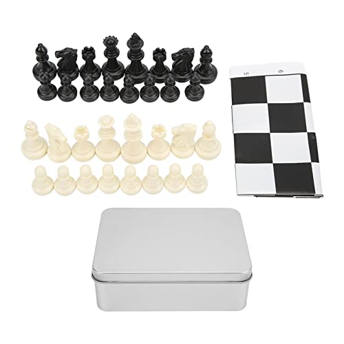 32 mittelalterliche Schachfiguren aus Kunststoff, internationales Standard-Schachspielset mit Schachbrett von EVTSCAN