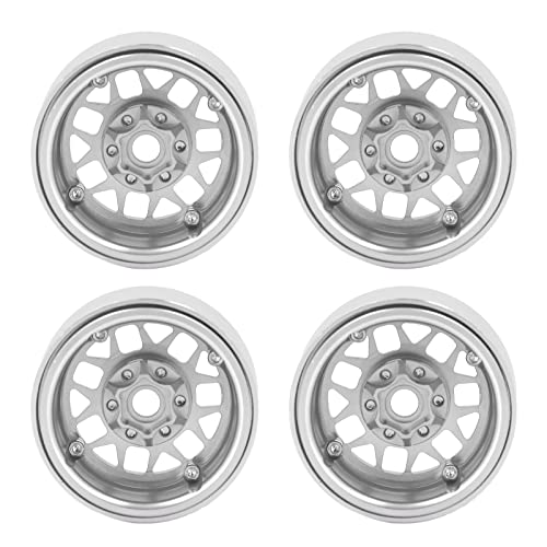 EVTSCAN 1,9 Zoll RC Beadlock Felgen Aluminium -Leichtmetallrad -Hubs für axiale SCX10 90046 AXI 03007 RC Crawler (Silver) von EVTSCAN