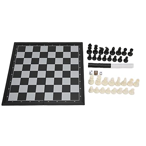 EVTSCAN 3-in-1 magnetisches Schachspiel, faltbares Schachbrett, Backgammon-Spiel, tragbar, kompakt, ideal für Kinder und Erwachsene, reisefreundliches Lernspiel von EVTSCAN