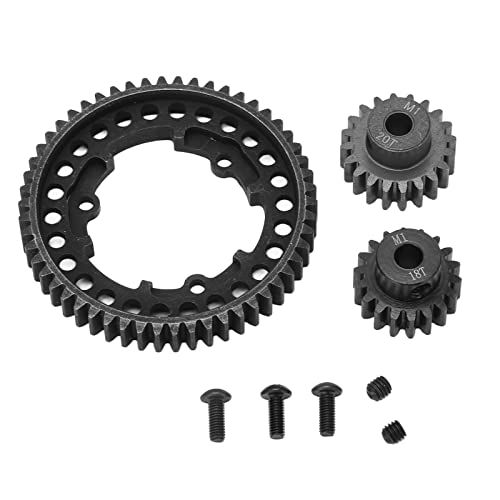 EVTSCAN 54T Stahl-Hauptstirnrad mit 18T 20T Ritzeln, Getriebeersatz, glänzender Lauf, verbesserte Leistung, Stahl, Schwarz, 2er-Pack RC-Cars von EVTSCAN