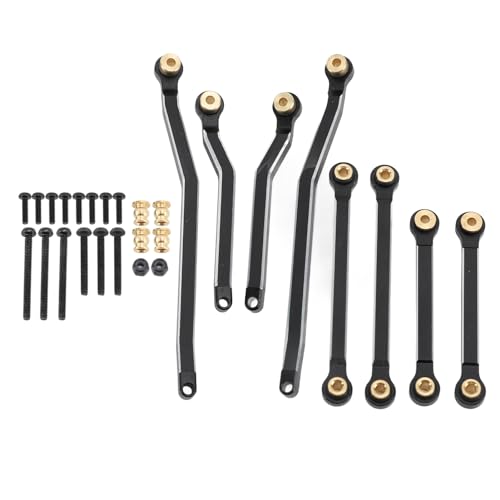 EVTSCAN 8PCS RC Radstand Link Rod Kupfer Aluminium Legierung RC Chassis Linkage Zugstange für HOBBYPLUS 1/18 4WD CP18P RC Autos (Schwarz) von EVTSCAN