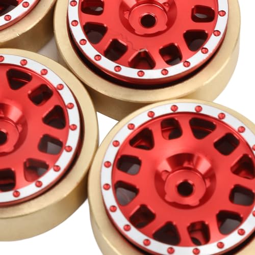 EVTSCAN Aluminium Red Wheel Hub CNC -Verarbeitung Gegengewichte Verbesserung der Stabilität für Hobbyplus 1/18 4WD CP18P RC -Auto von EVTSCAN