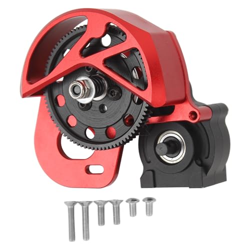 EVTSCAN Aluminiumlegierung RC -Getriebebaugruppe Stahl 87T Spurgetriebe Set Heavy Duty Gears Limited Slip Differential Upgrades Scx10 (Red) von EVTSCAN