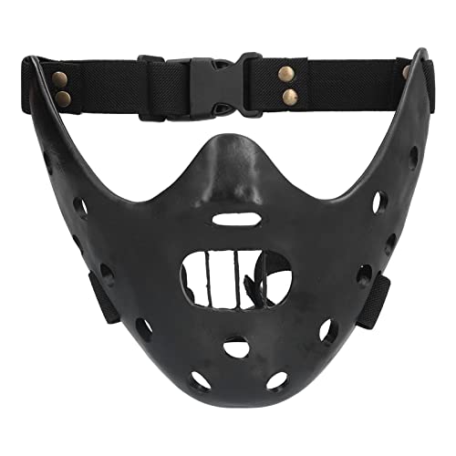 EVTSCAN Hannibal Lecter Maske Cosplay - Harz Einstellbare Lammmaske Halbgesicht Schwarz Cosplay Maske für Halloween Karneval Partys von EVTSCAN