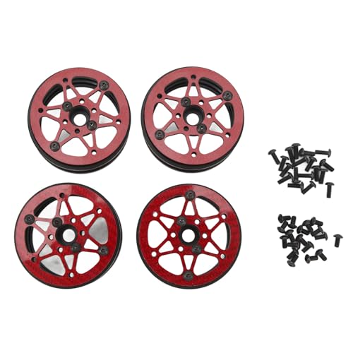 EVTSCAN Hochfestige Leistung 1,9 Zoll RC Auto Rad Rim Hub Kit 1/10 SCX10 RR10 (Red) von EVTSCAN