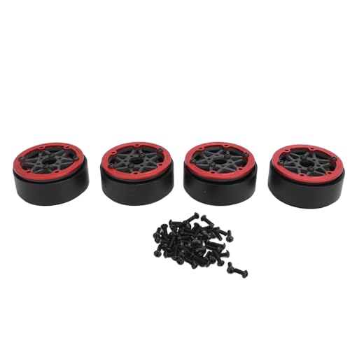 EVTSCAN Kohlenstofffaser versiegelte hexagonale Beadlock -Radnabe 1,9 Zoll 4pcs für 1/10 RC Crawler Car (Red) von EVTSCAN