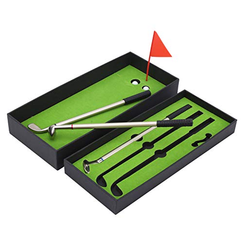 EVTSCAN Mini-Schreibtisch-Spielebox, grüne Driving Range mit Golfschlägern, Stiften, Bällen, Flagge, Geschenk, Tischdekoration von EVTSCAN