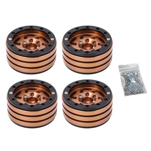 EVTSCAN RC Beadlock Rim 4pcs 1,9 Zoll 12 mm Hex CNC Aluminiumlegierung RC Rad Hub Stabile Fahren für 1/10 RC Crawler SCX10 (Copper) von EVTSCAN