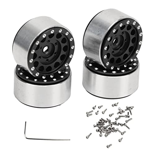 EVTSCAN RC Beadlock Wheel Wheel Hubs Aluminiumlegierung Starker Straßenunterstützung Stabiles Fahren für axiale SCX24 RC -Autos (Black) von EVTSCAN