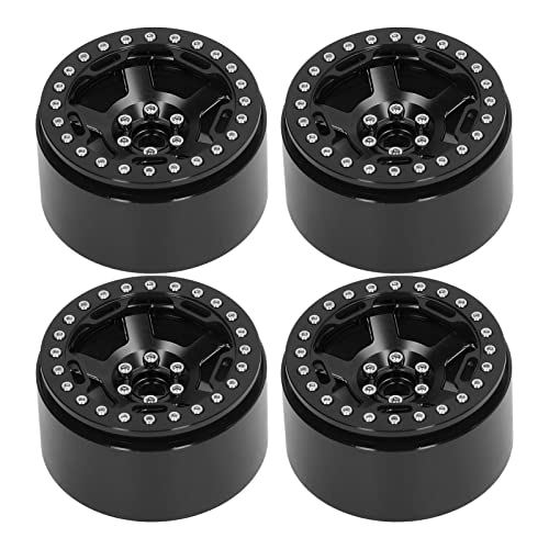 EVTSCAN RC Car Wheel Hub Aluminiumlegierung 12mm Sechskant 2,2 Zoll 4 Stcs Metallrad Nabe für 1/10 Crawler Car 4 Axial Scx10 (Black) von EVTSCAN