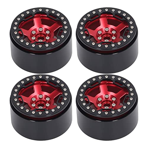 EVTSCAN RC Car Wheel Hub Aluminiumlegierung 12mm Sechskant 2,2 Zoll 4 Stcs Metallrad Nabe für 1/10 Crawler Car 4 Axial Scx10 (Red) von EVTSCAN