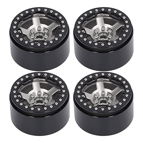 EVTSCAN RC Car Wheel Hub Aluminiumlegierung 12mm Sechskant 2,2 Zoll 4 Stcs Metallrad Nabe für 1/10 Crawler Car 4 Axial Scx10 (Silver) von EVTSCAN