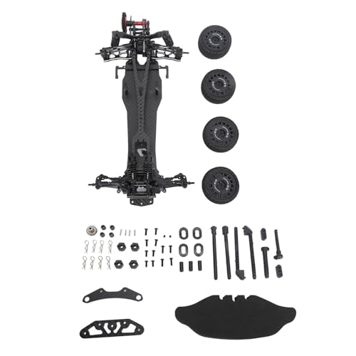 EVTSCAN RC Carbonfaser-Rahmensatz, 265 mm Radstand, 1/10 Flacher Sportwagenrahmen, 1/10 Maßstab, RC-Auto-Ersatzteile, Schwarz von EVTSCAN