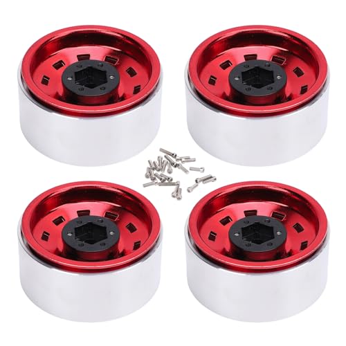 EVTSCAN RC Crawler Car Wheel Hub Metall 1,9inch 10 Quadratlöcher Silber Red Wheel Hub für axiale SCX10 II III Redcat Gen 8 7 D90 1/10 Auto von EVTSCAN