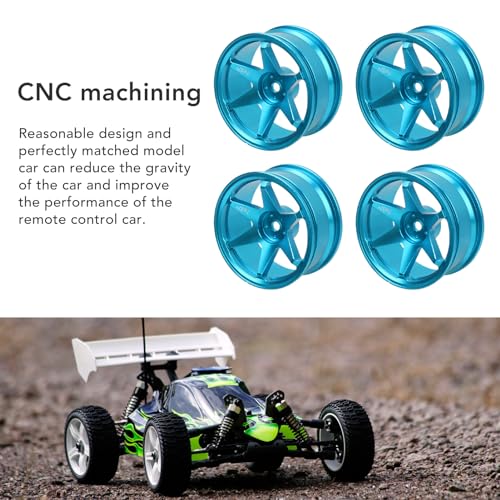 EVTSCAN RC Wheel Hub Aluminiumlegierung CNC -Bearbeitung wiederverwendbarer 4pcs Rad Felgen 1/10 RC -Autozubehör (Blue) von EVTSCAN