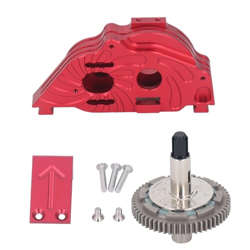 EVTSCAN Stahlausrüstung Aluminiumlegierung Getriebe Gehäuse Set 57T für arrma wirks Big Rock 1/10 Auto (Black) von EVTSCAN