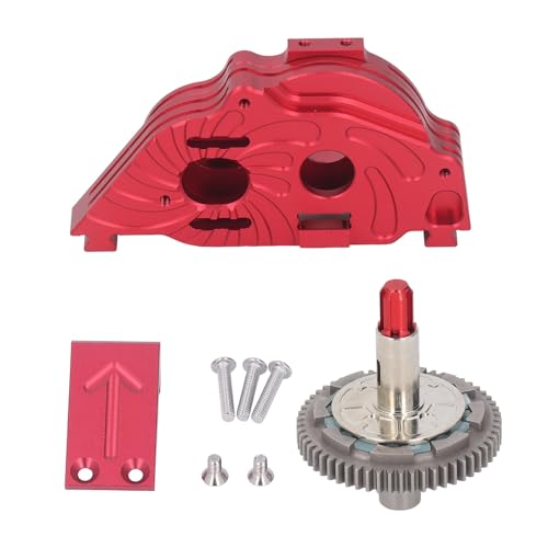 EVTSCAN Stahlausrüstung Aluminiumlegierung Getriebe Gehäuse Set 57T für arrma wirks Big Rock 1/10 Auto (Red) von EVTSCAN