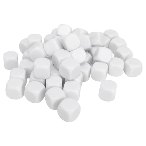 Leere sechsseitige Würfel -Würfelwürfel DIY Aufkleber Mathematikunterricht für Brettspiele, 50 PCS (White) von EVTSCAN