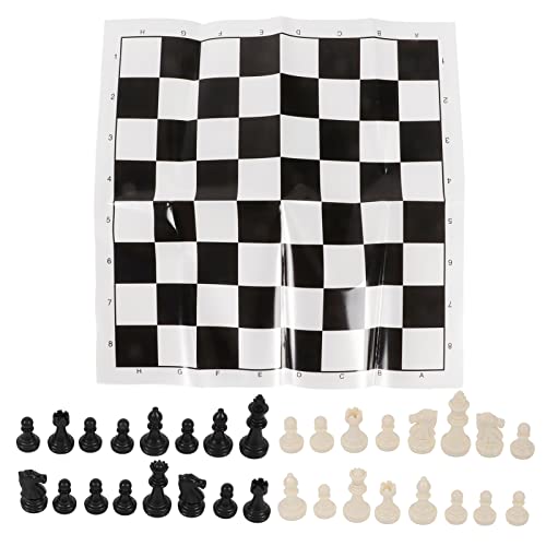 Schachspiel-Schachspielset nach internationalem Standard mit Schachbrett für Camping-Reisen im Freien (Black and White) von EVTSCAN