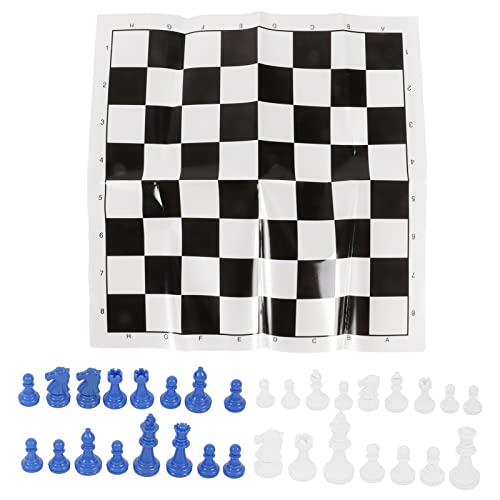 Schachspiel-Schachspielset nach internationalem Standard mit Schachbrett für Camping-Reisen im Freien (Blue White) von EVTSCAN