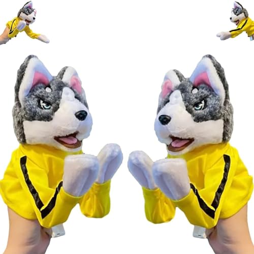 Kung Fu Animal Toy Husky Gloves Doll Children's Game Plush Toys, Interactive Hand Puppet Dog Toy, Interactive Hand Puppet with Sounds and Boxing Action (2PCS) von EVURU