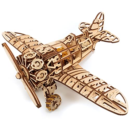 3D Puzzle Holz Flugzeug – DIY-3D Modellbausatz Erwachsene & Jugendliche ab 14 Jahren – Holz Flugzeug Spielzeug mit Aufziehmechanismus, Propeller, & Flügeln – EWA Eco-Wood-Art, 346 Teile von EWA Eco-Wood-Art