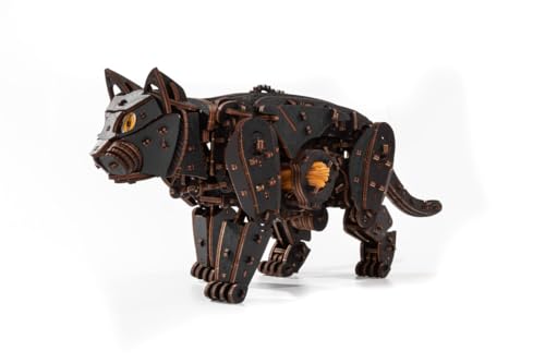 EWA Eco-Wood-Art Black CAT EWA Eco-Wood-Art-3D-Holzpuzzle für Jugendliche und Erwachsene-Schwarze Katze-DIY-Bausatz, Selbstmontage, kein Kleber erforderlich-508 Stück von EWA Eco-Wood-Art