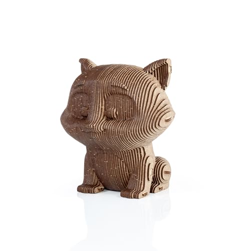 EWA Eco-Wood-Art COINBANK: CAT Einmal zusammengebaut, Wird Dieser 3D-Innenbaukasten zu einem funktionalen Sparschwein mit einem Schlüssel zum Öffnen von EWA Eco-Wood-Art